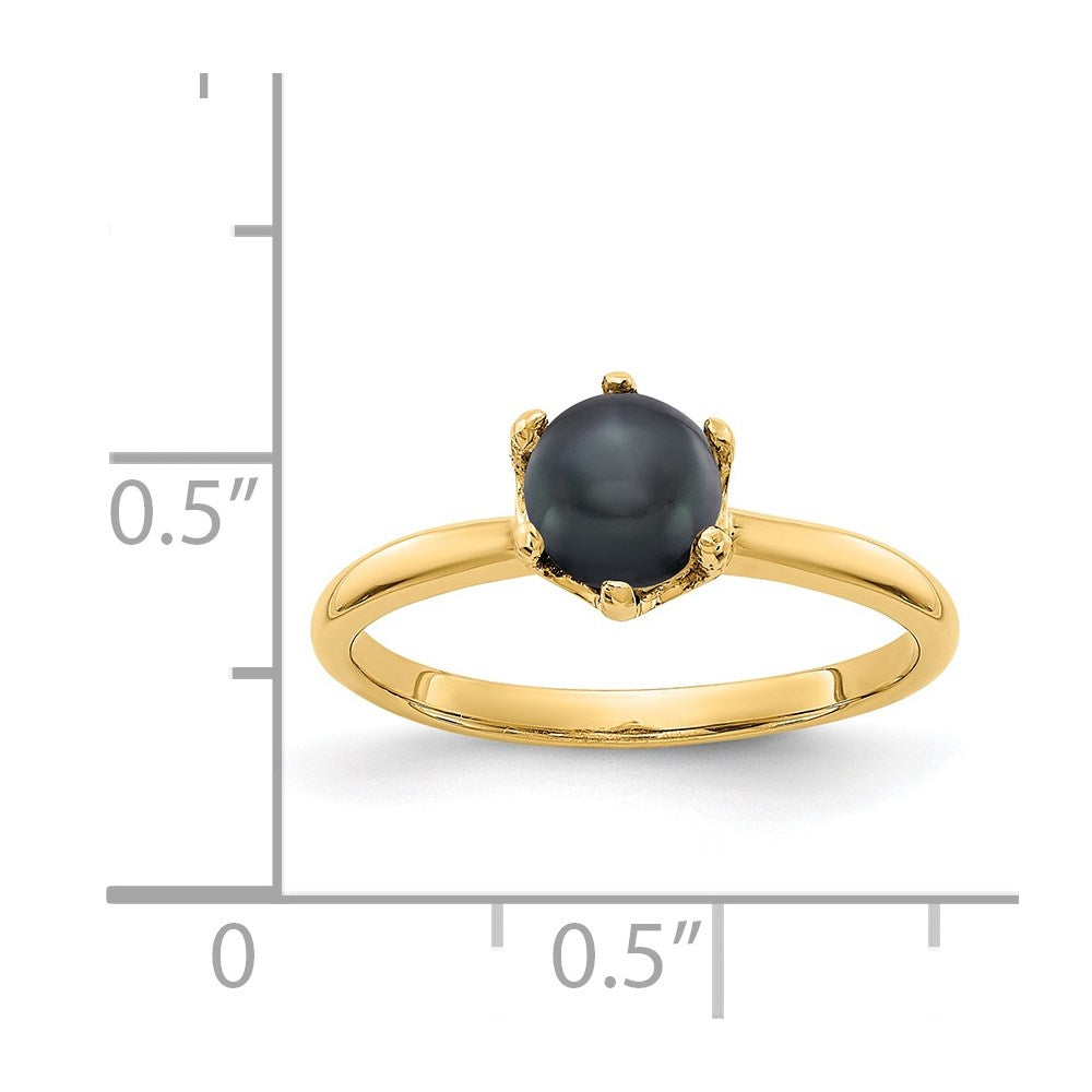 14K Yellow Gold 5.5mm Black FW Cultured Pearl ring