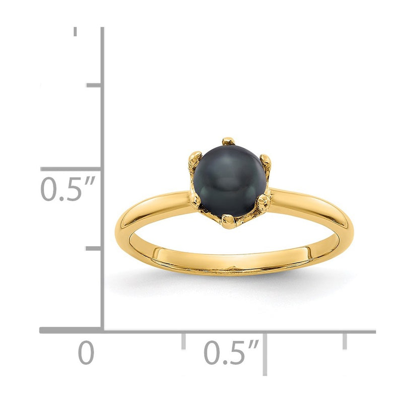 14K Yellow Gold 5.5mm Black FW Cultured Pearl ring
