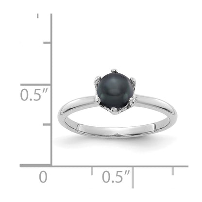14k White Gold 5.5mm Black FW Cultured Pearl ring