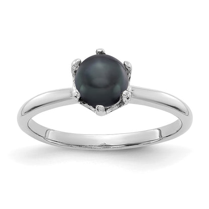14k White Gold 5.5mm Black FW Cultured Pearl ring