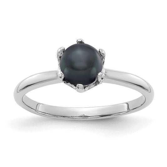 14k White Gold 5.5mm Black FW Cultured Pearl ring
