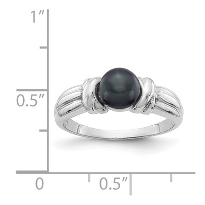 14k White Gold 6mm Black FW Cultured Pearl ring