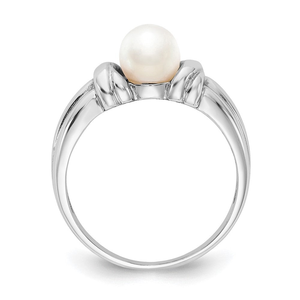 14k White Gold 6mm FW Cultured Pearl Ring
