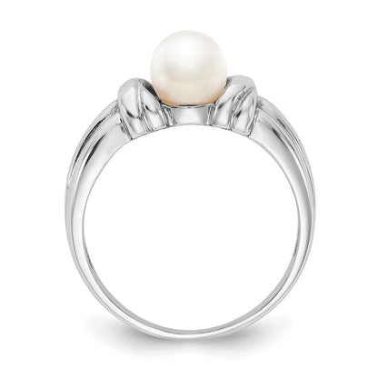 14k White Gold 6mm FW Cultured Pearl Ring