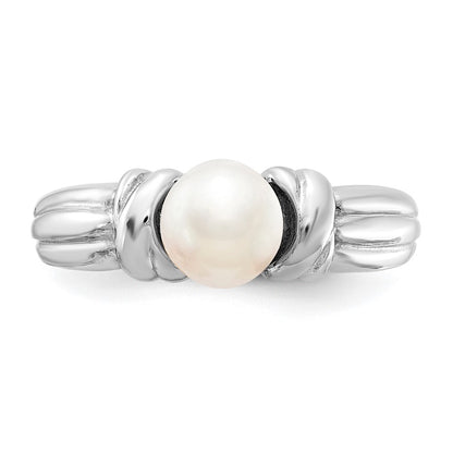 14k White Gold 6mm FW Cultured Pearl Ring