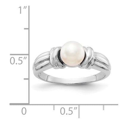 14k White Gold 6mm FW Cultured Pearl Ring