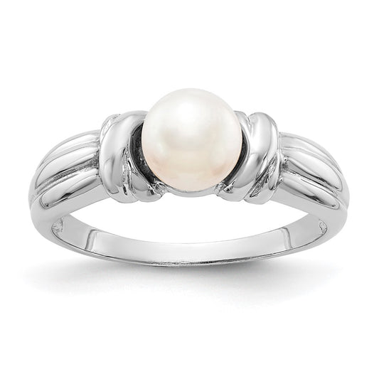 14k White Gold 6mm FW Cultured Pearl Ring