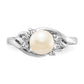 14k White Gold 6mm FW Cultured Pearl AAA Real Diamond ring