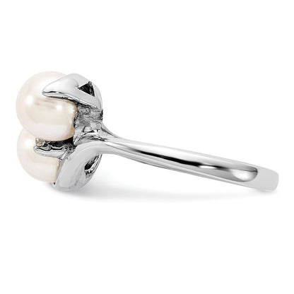 14k White Gold 6mm FW Cultured Pearl AAA Real Diamond ring