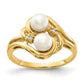 14K Yellow Gold 4.5mm FW Cultured Pearl AA Real Diamond ring