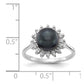 14k White Gold 7.5mm Black FW Cultured Pearl A Real Diamond ring