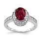 14k White Gold 8x6mm Oval Created Ruby AAA Real Diamond ring