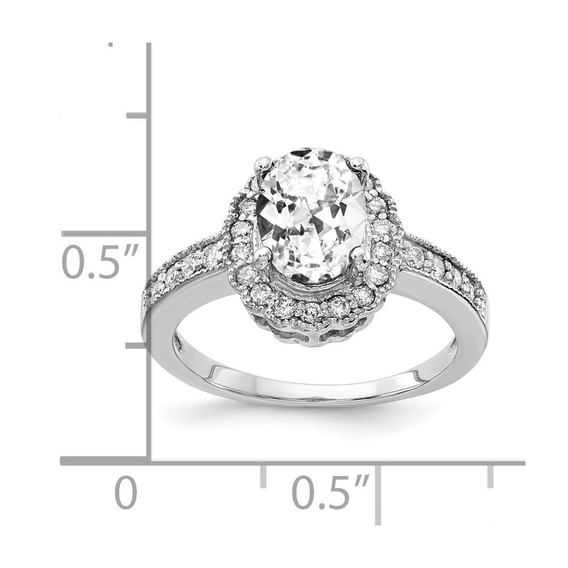 14k White Gold 8x6mm Oval Cubic Zirconia VS Real Diamond ring