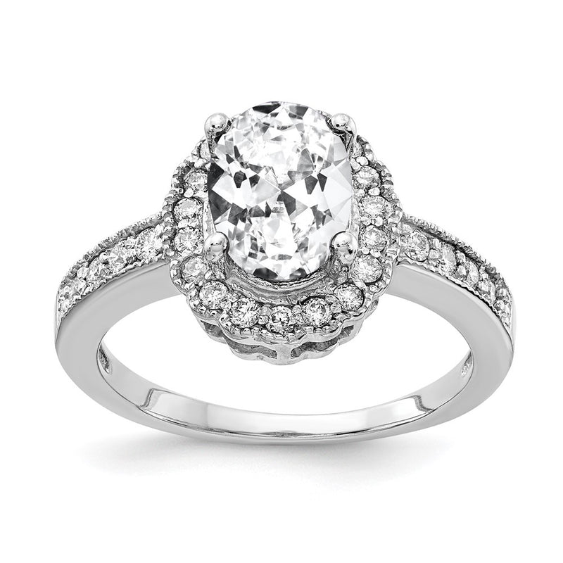 14k White Gold 8x6mm Oval Cubic Zirconia AAA Real Diamond ring