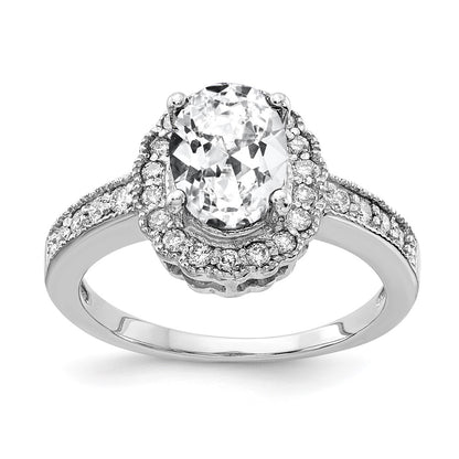 14k White Gold 8x6mm Oval Cubic Zirconia A Real Diamond ring