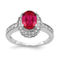 14k White Gold 8x6mm Oval Ruby AA Real Diamond ring