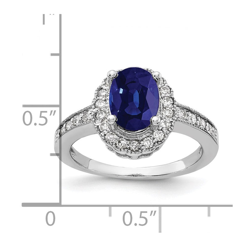 14k White Gold 8x6mm Oval Sapphire A Real Diamond ring