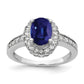 14k White Gold 8x6mm Oval Sapphire AAA Real Diamond ring