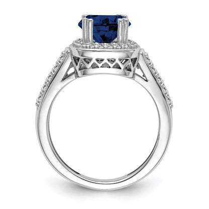 14k White Gold 6mm Sapphire A Real Diamond ring