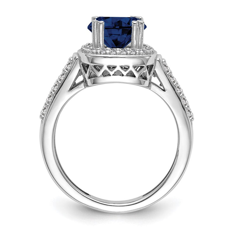 14k White Gold 6mm Sapphire A Real Diamond ring