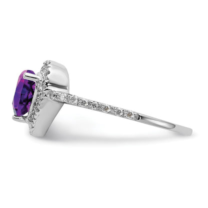 14k White Gold 6mm Heart Amethyst VS Real Diamond ring