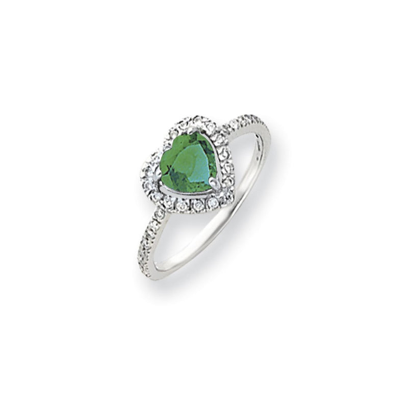 14k White Gold 6mm Heart Mount St. Helens AAA Real Diamond ring