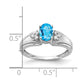 14k White Gold 7x5mm Oval Blue Topaz VS Diamond ring