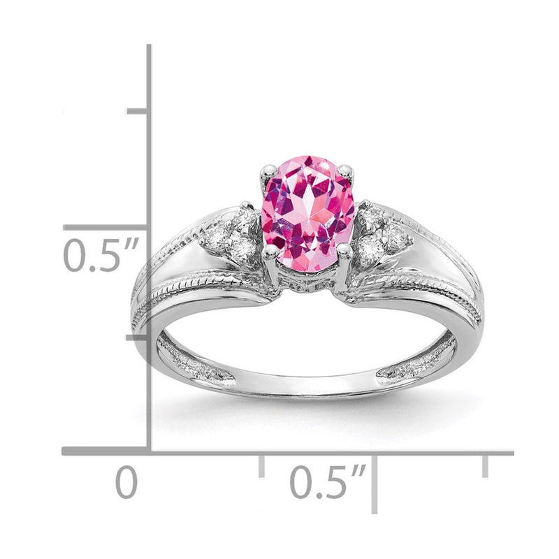 14k White Gold 7x5mm Oval Pink Sapphire A Real Diamond ring