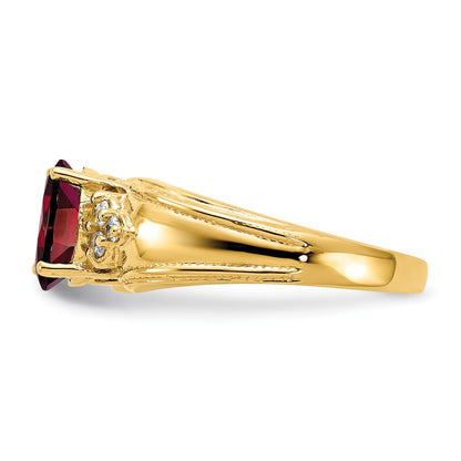 14k Yellow Gold 8x6mm Oval Garnet AA Diamond ring