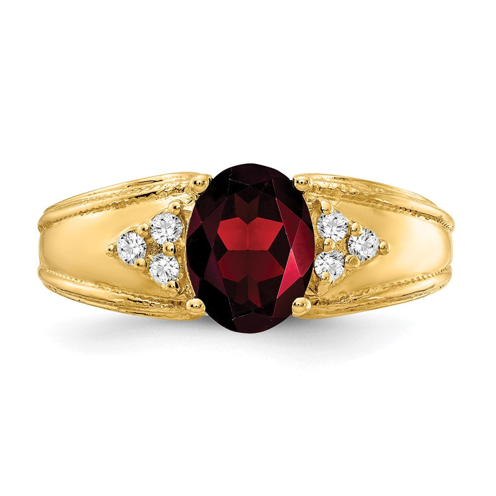 14k Yellow Gold 8x6mm Oval Garnet AA Diamond ring