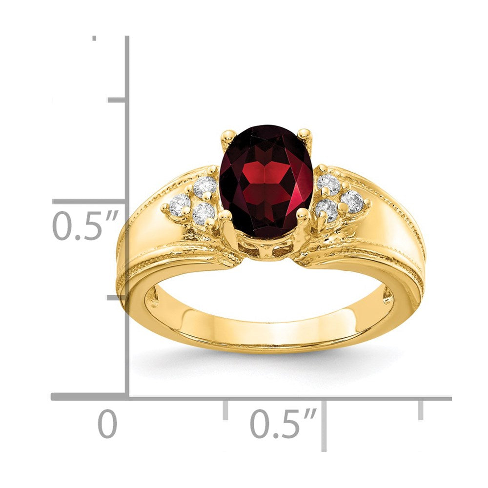 14k Yellow Gold 8x6mm Oval Garnet AA Diamond ring
