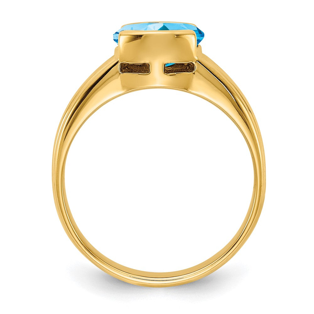 14K Yellow Gold 8x6mm Oval Blue Topaz ring