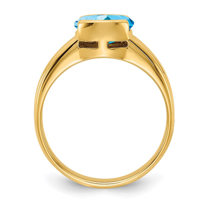 14K Yellow Gold 8x6mm Oval Blue Topaz ring