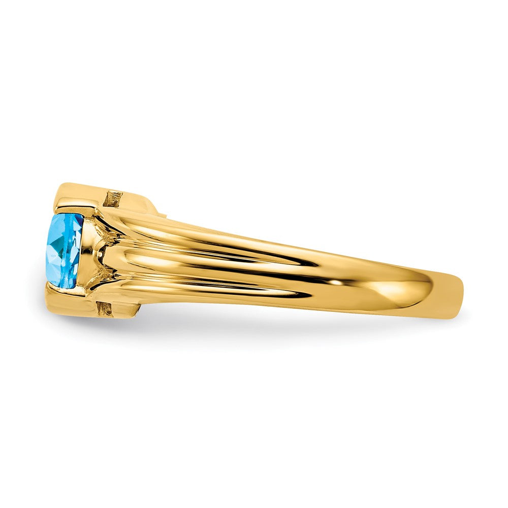 14K Yellow Gold 8x6mm Oval Blue Topaz ring