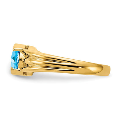 14K Yellow Gold 8x6mm Oval Blue Topaz ring