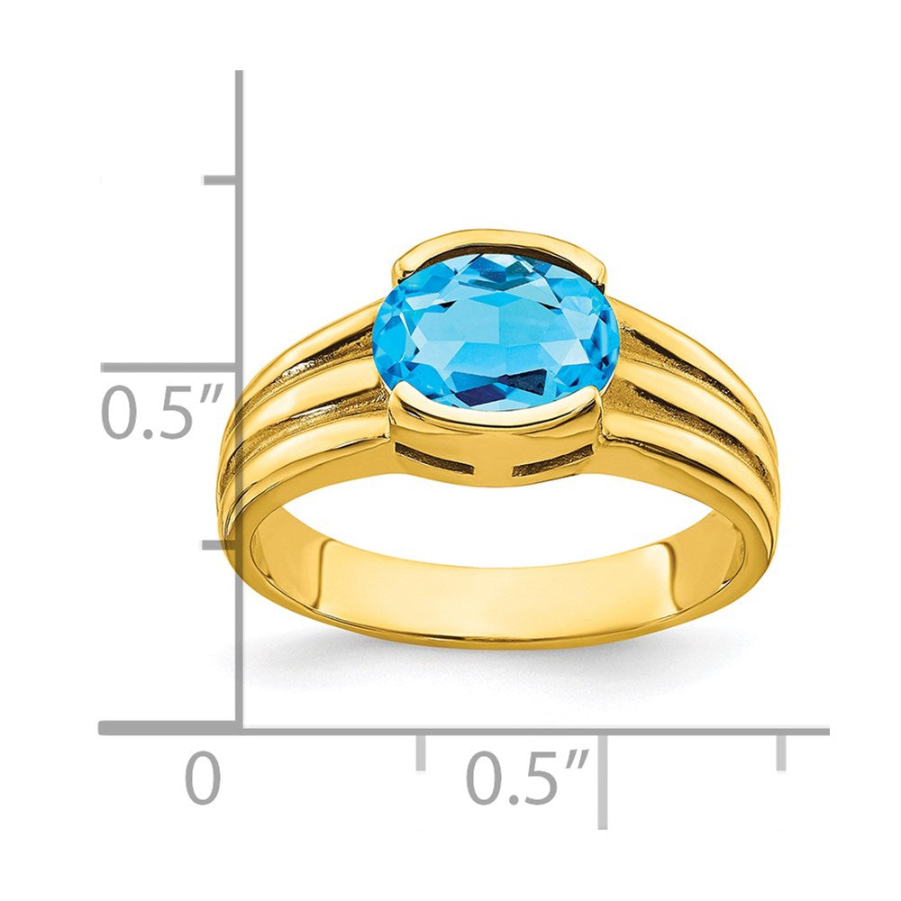 14K Yellow Gold 8x6mm Oval Blue Topaz ring