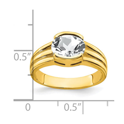 14K Yellow Gold 8x6mm Oval Cubic Zirconia ring
