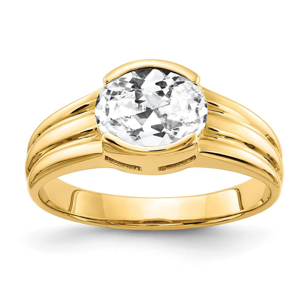 14K Yellow Gold 8x6mm Oval Cubic Zirconia ring