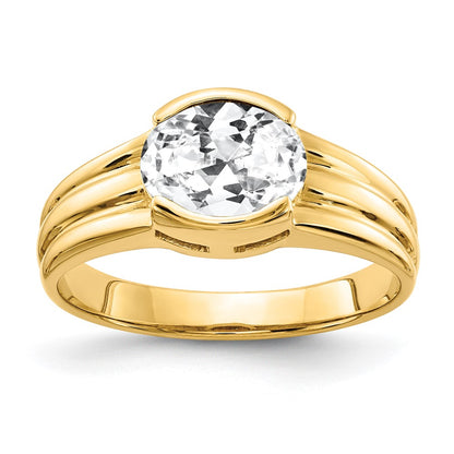 14K Yellow Gold 8x6mm Oval Cubic Zirconia ring