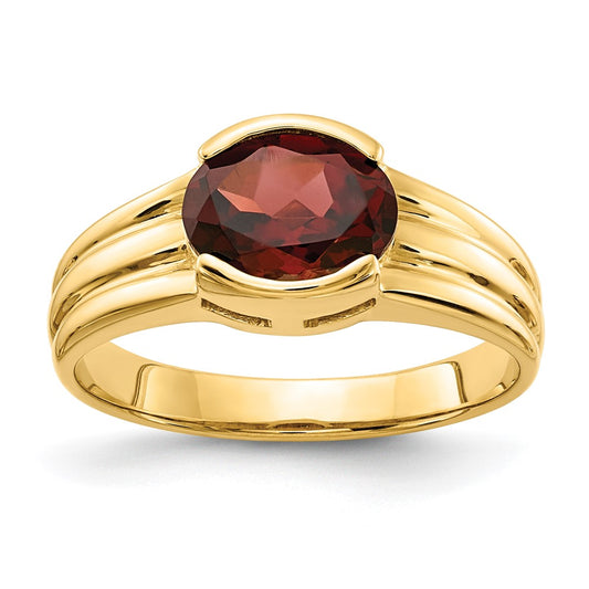 14K Yellow Gold 8x6mm Oval Garnet ring