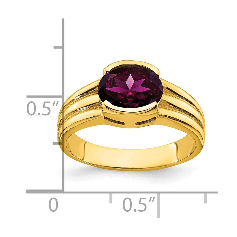 14k Yellow Gold 8x6mm Oval Rhodolite Garnet ring