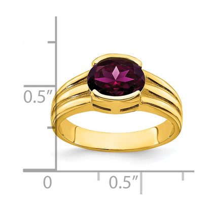 14k Yellow Gold 8x6mm Oval Rhodolite Garnet ring
