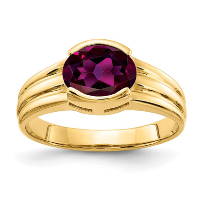 14k Yellow Gold 8x6mm Oval Rhodolite Garnet ring