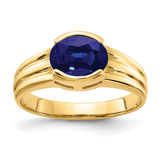 14K Yellow Gold 8x6mm Oval Sapphire ring