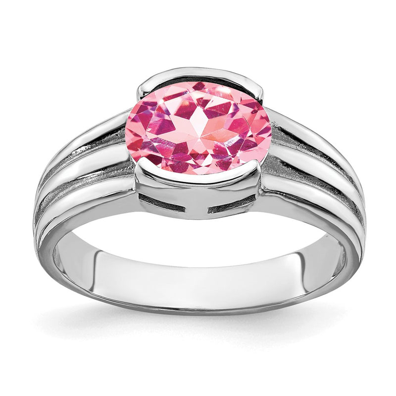 14k White Gold 8x6mm Oval Pink Tourmaline ring