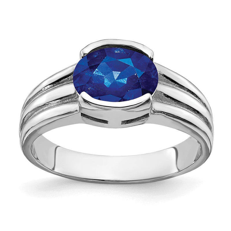 14k White Gold 8x6mm Oval Sapphire ring