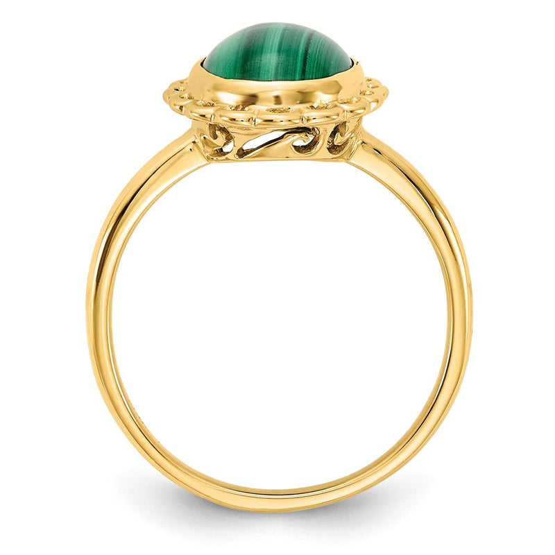 14K Yellow Gold Malachite Cabochon Ring