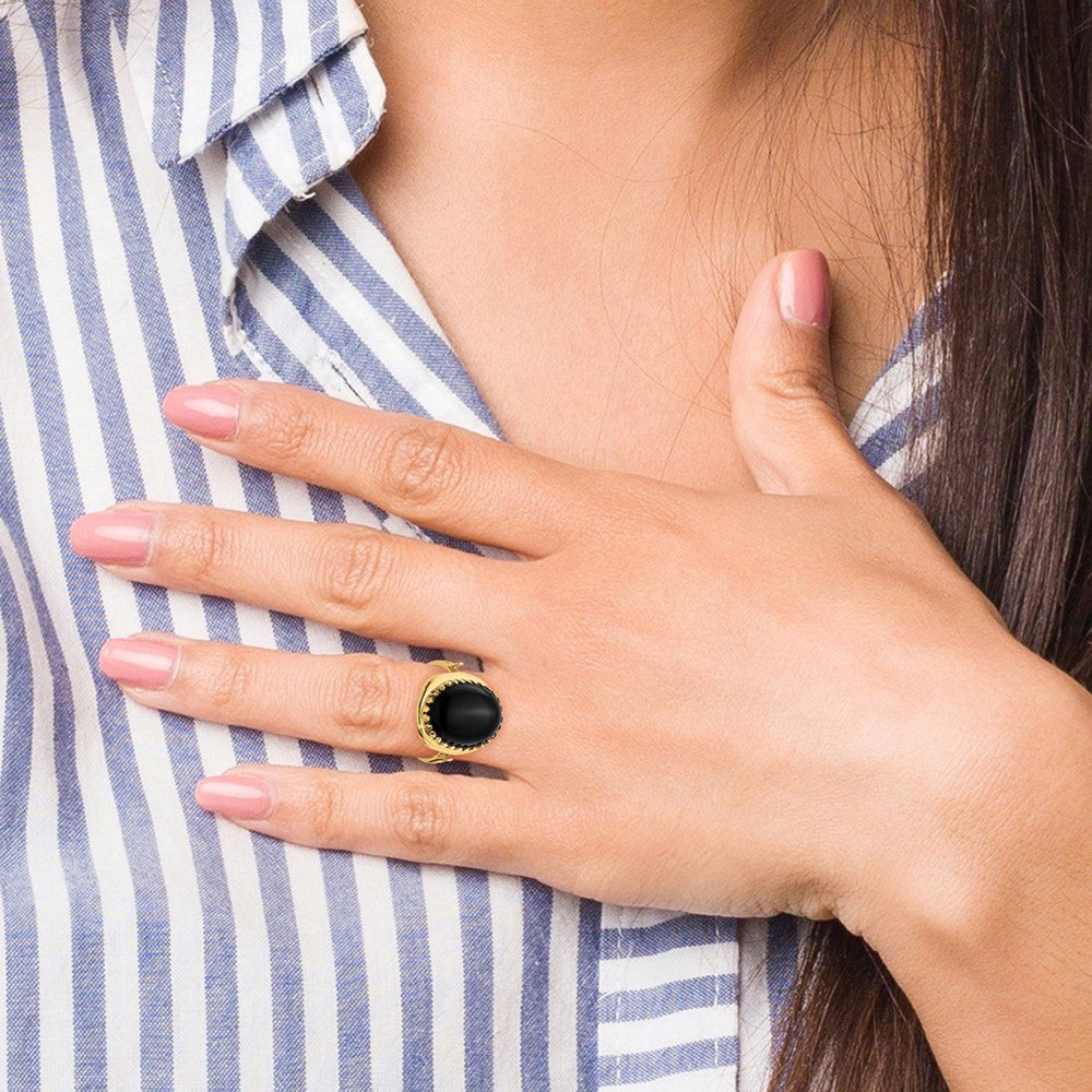 14K Yellow Gold Onyx Ring