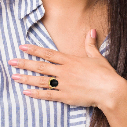 14K Yellow Gold Onyx Ring