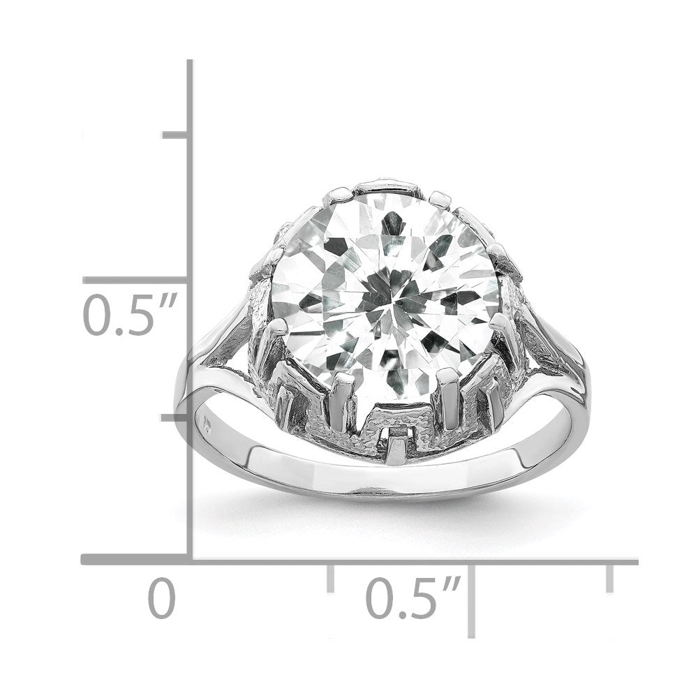 14k White Gold 10mm Cubic Zirconia Ring